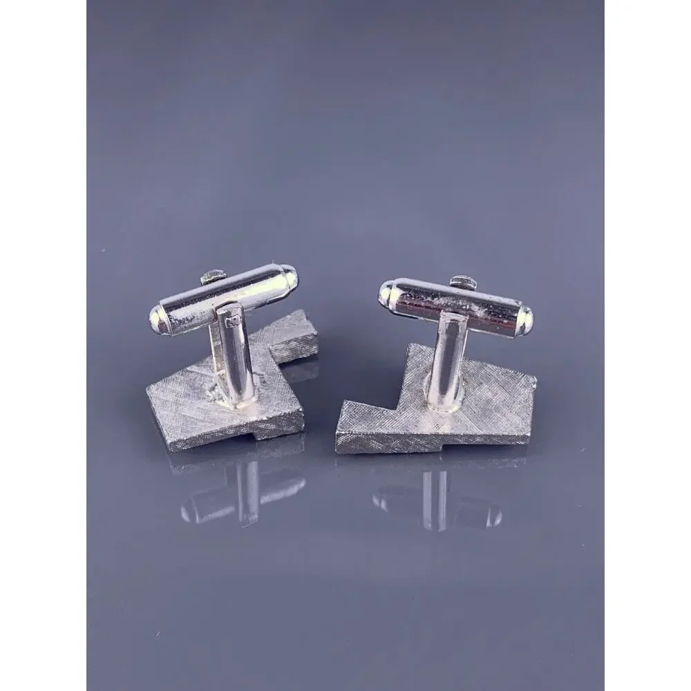 L Initial Monogram Cufflinks Silver Tone Bold Block Font MCM Dante Vintage
